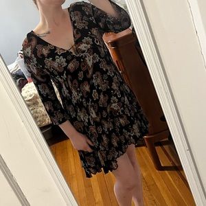 Long sleeve boho dress with paisley design